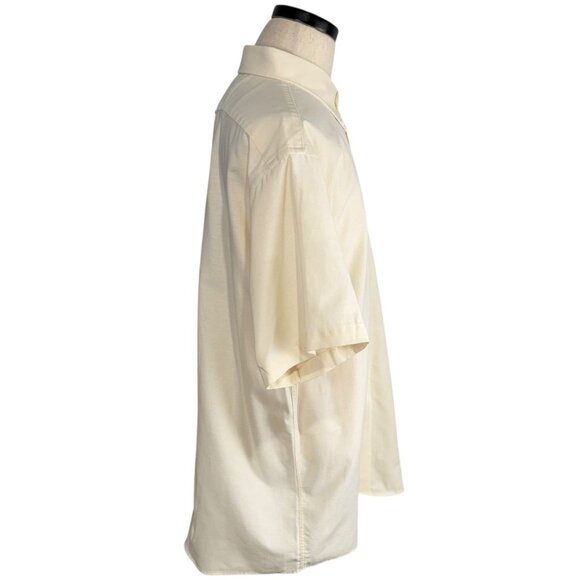 Stafford Wrinkle-Free Button Down Short Sleeve Dress Shirt Cream Oxford 90's XL - Picture 4 of 7
